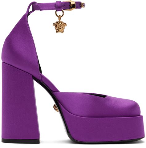 versace purple platform shoes|versace platform heel boots.